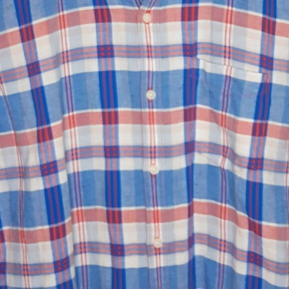 American Eagle Mens Seriously Soft Linen Blend Plaid Button Down Shirt Large - Picture 3 of 6